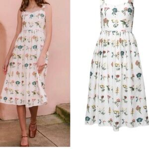 NWT Ivy City Co. Robyn Midi Floral Embroidered Cream Dress in Wildflower Size 8